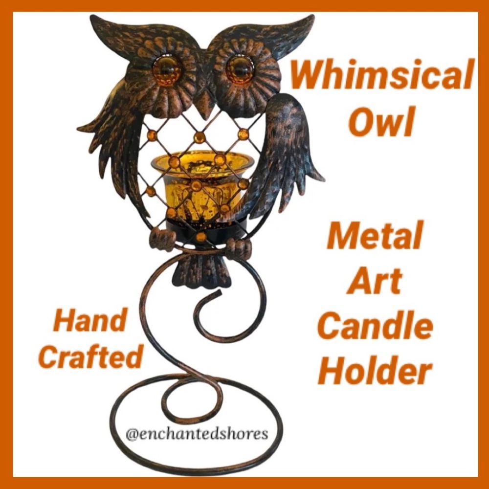 Owl Candle Holder Rustic Metal Art Votive Candles Holder Owls Home Decor